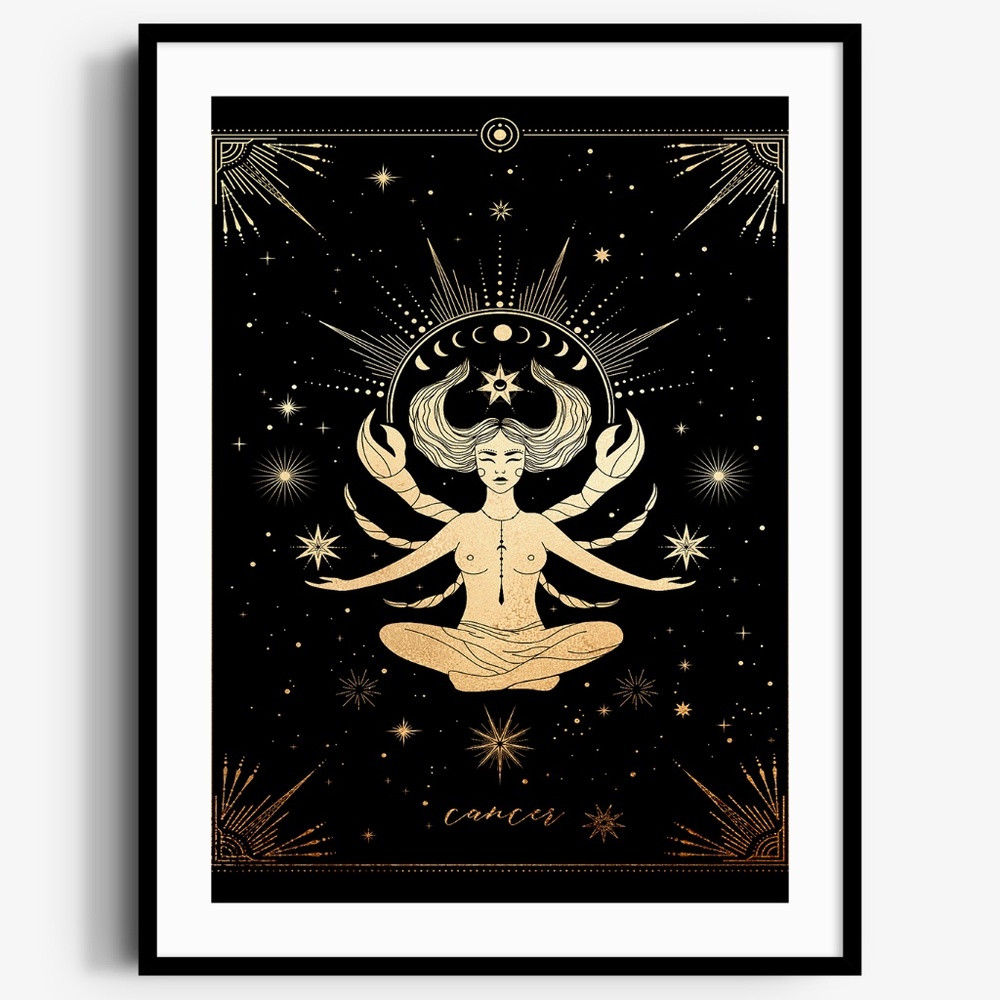 Cancer Wall Art Celestial Zodiac Horoscope Illustration Print Poster Unframed - Picture 1 of 17